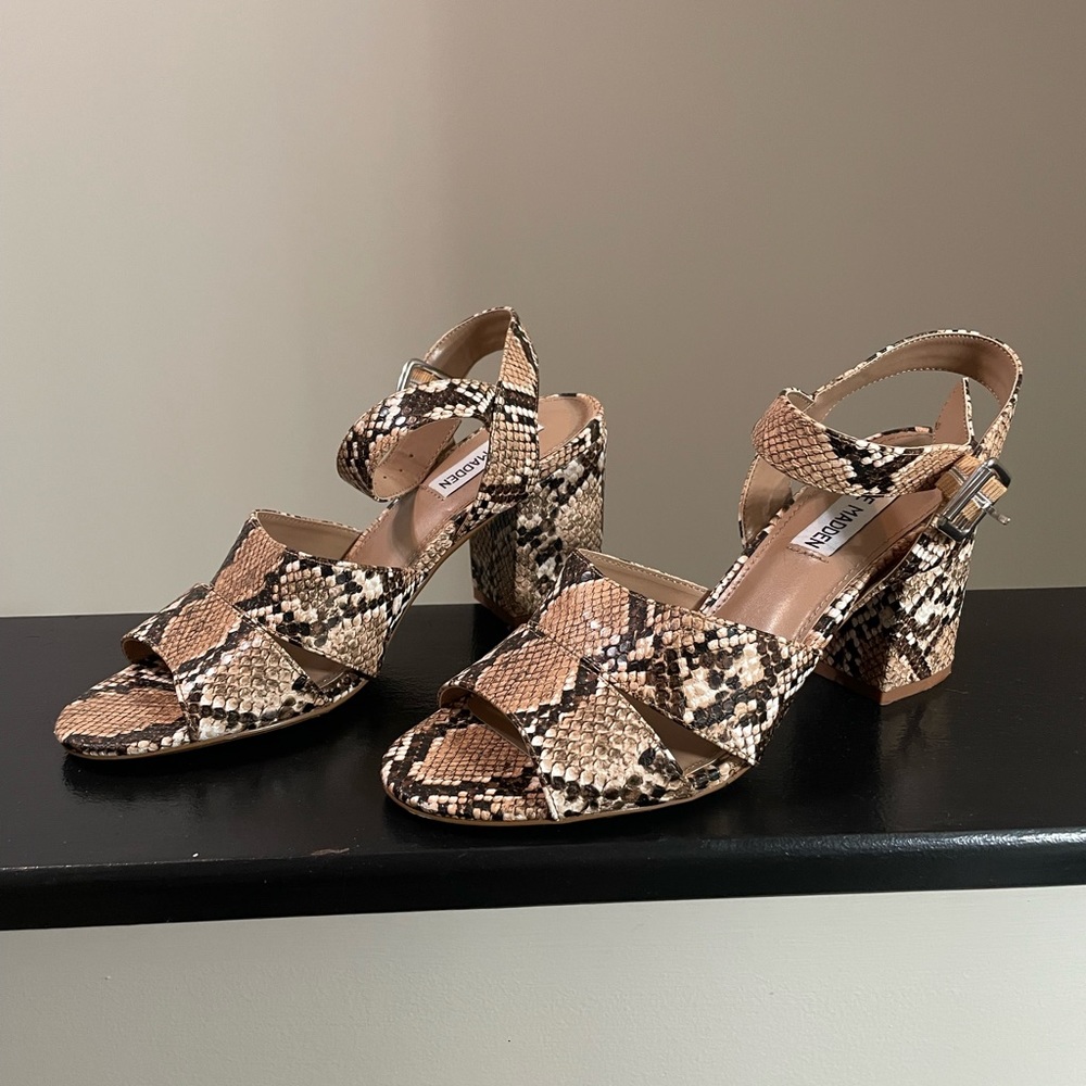 Steve Madden snake print block heels